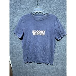 Skwosh Bloody Ripper Blue Casual Short Sleeve Tee T Shirt Boxy Men's Small